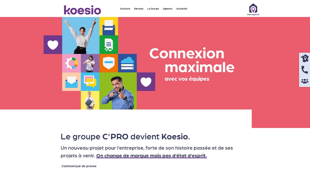 header site internet groupe koesio - drôme Agence web marketing création de site internet graphisme accompagnement sur mesure