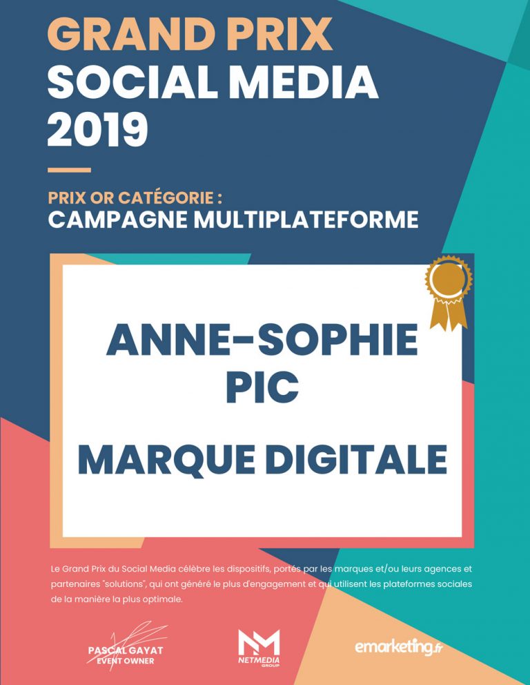 trophee social media marque digitale anne sophie pic - Agence web marketing création de site internet sur Valence Marque digitale