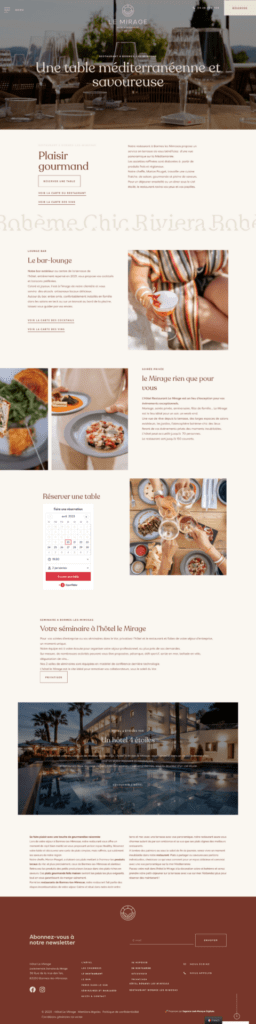 Maquette site restaurant le mirage - Création site internet spécial e-commerce agence web marketing Valence